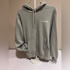 Columbia PFG Men's Sage Green Hoodie Kangaroo Pocket Fishing Design on Back S
